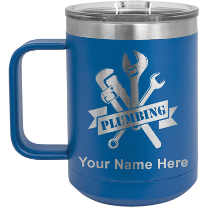 15oz Vacuum Insulated Coffee Mug, Plumbing, Personalized Engraving Included