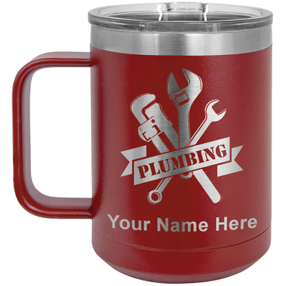 15oz Vacuum Insulated Coffee Mug, Plumbing, Personalized Engraving Included