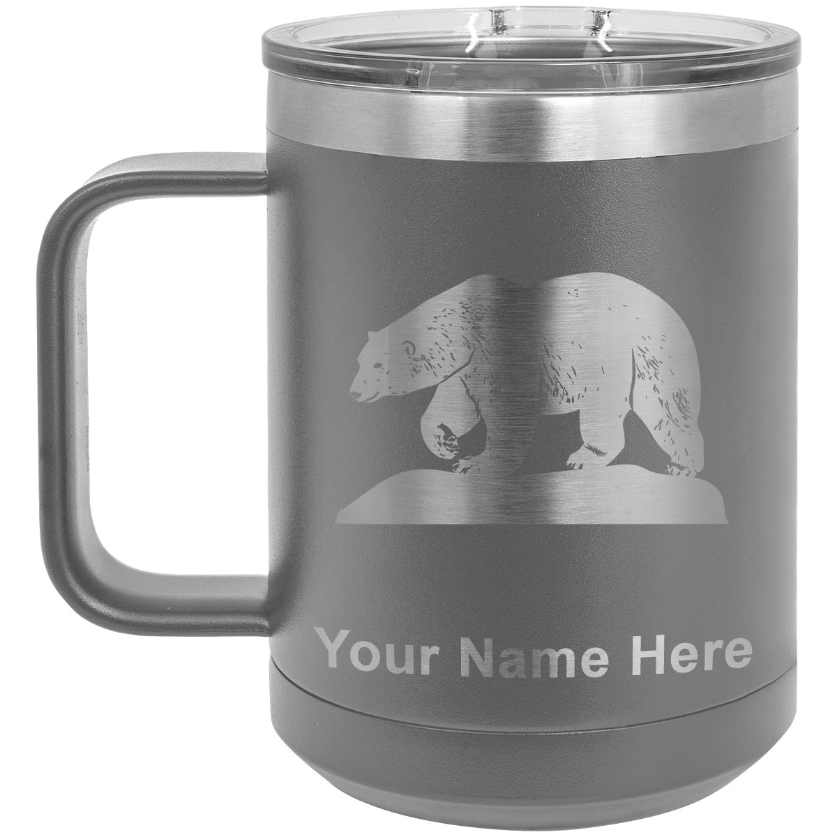 15oz Vacuum Insulated Coffee Mug, Polar Bear, Personalized Engraving Included