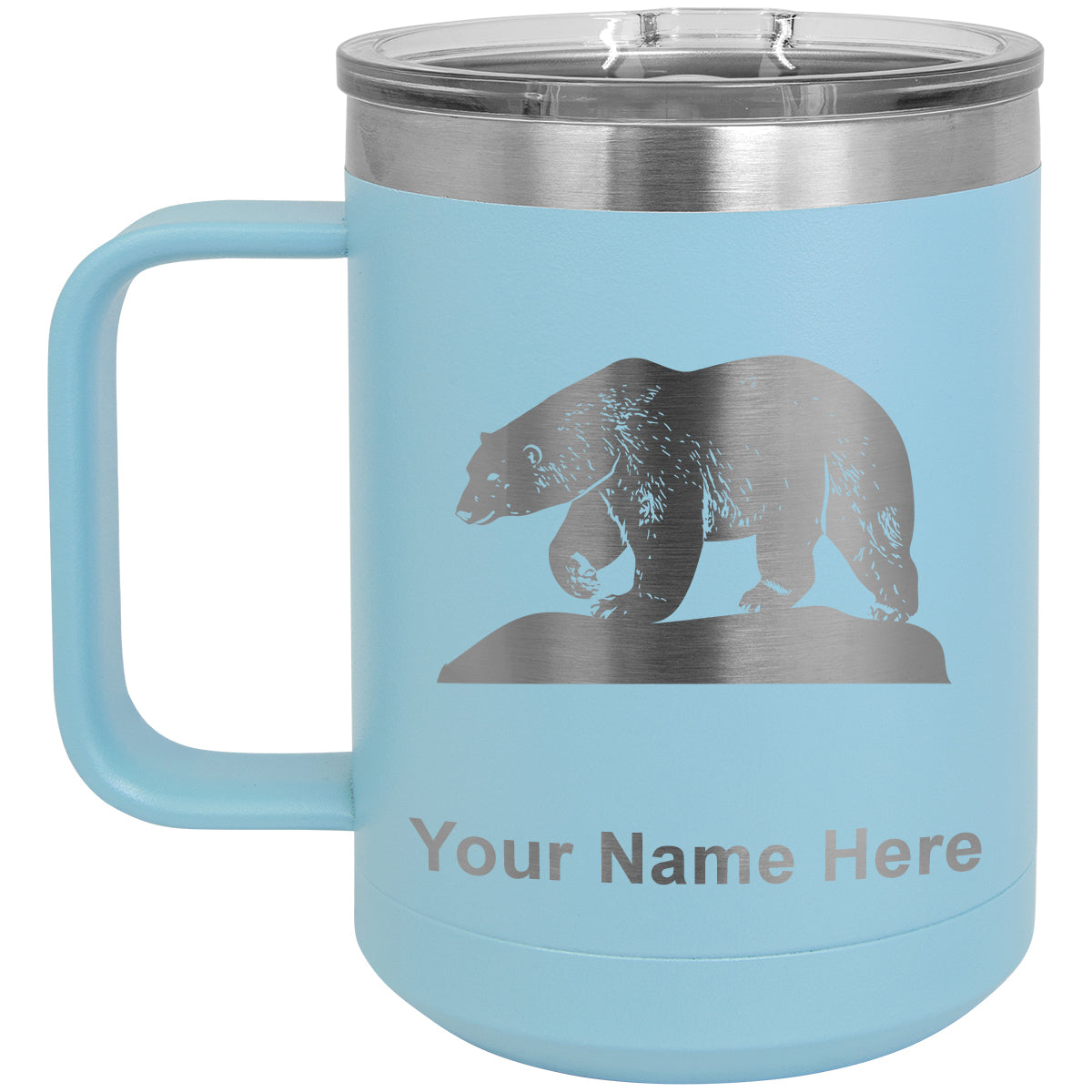 15oz Vacuum Insulated Coffee Mug, Polar Bear, Personalized Engraving Included