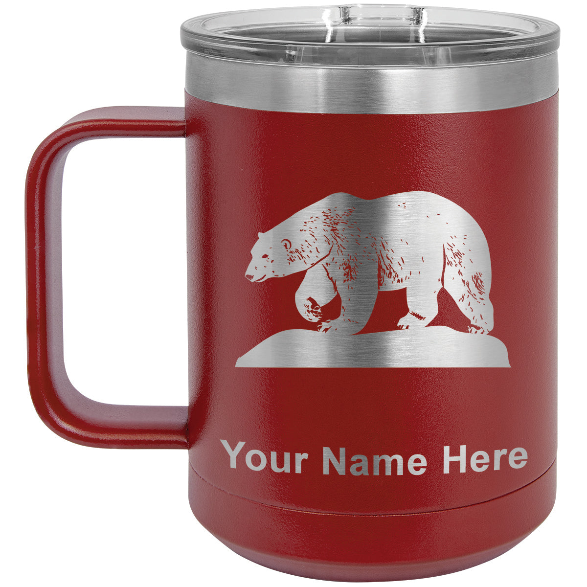 15oz Vacuum Insulated Coffee Mug, Polar Bear, Personalized Engraving Included