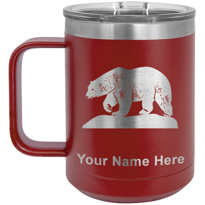15oz Vacuum Insulated Coffee Mug, Polar Bear, Personalized Engraving Included