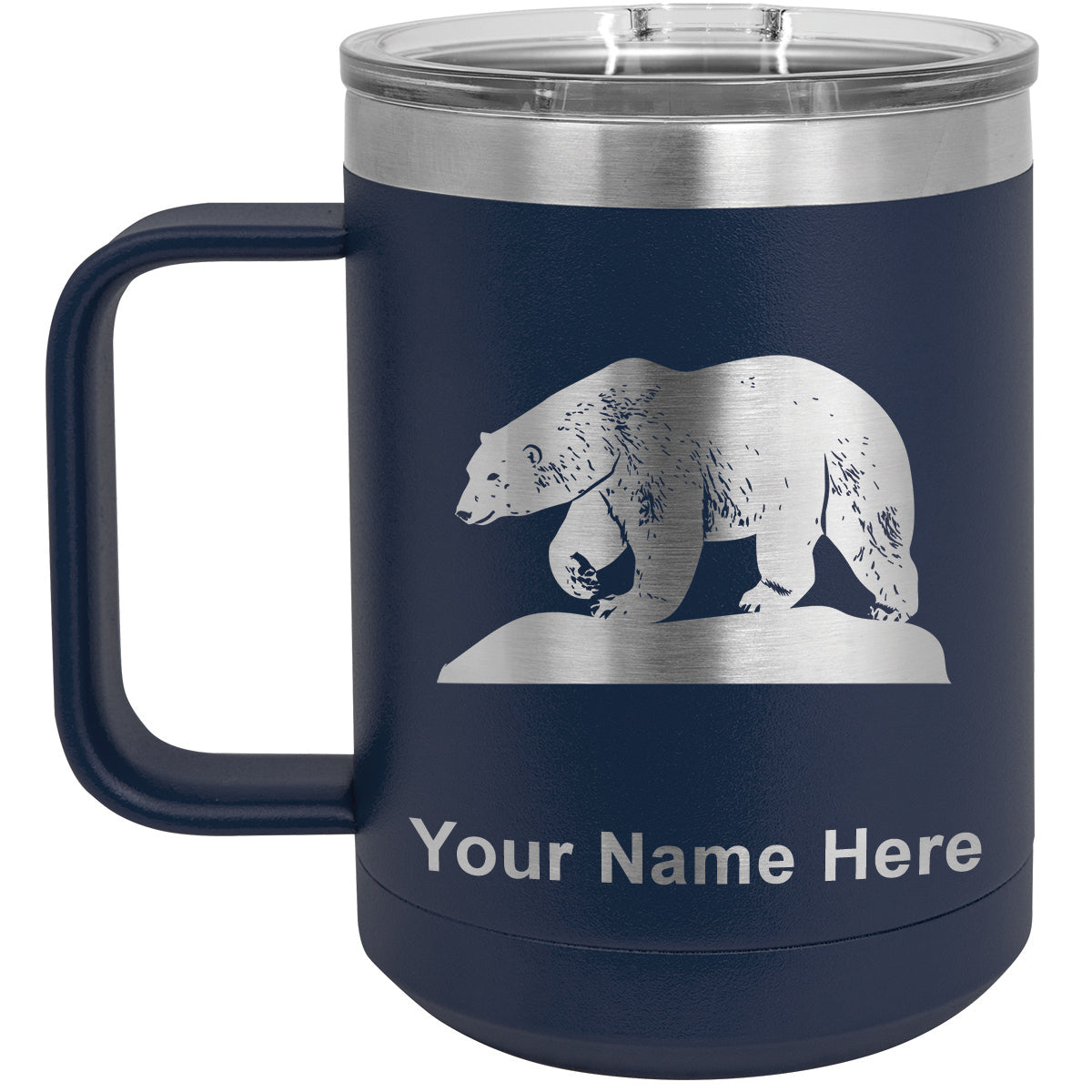 15oz Vacuum Insulated Coffee Mug, Polar Bear, Personalized Engraving Included
