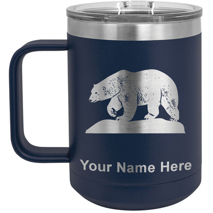 15oz Vacuum Insulated Coffee Mug, Polar Bear, Personalized Engraving Included