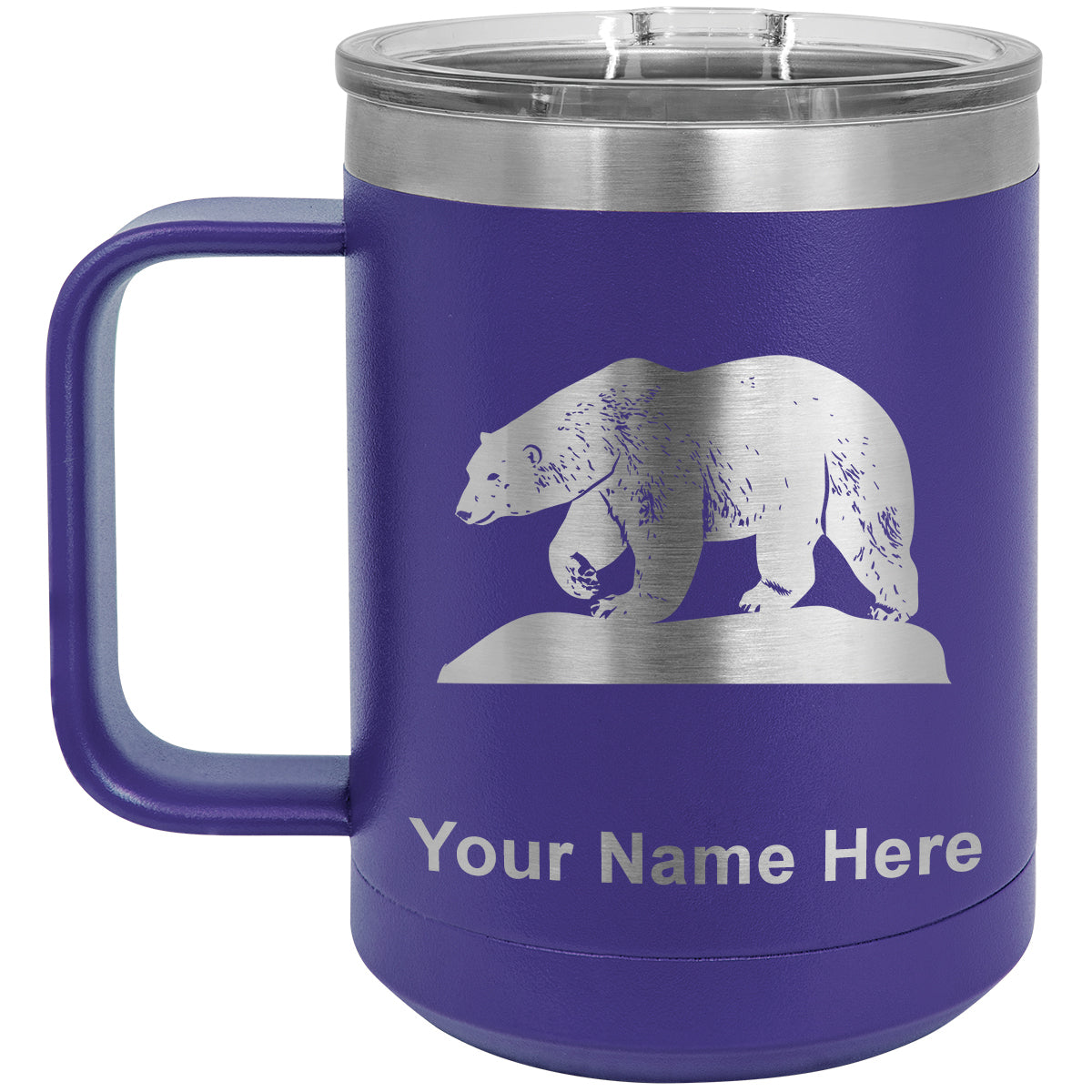 15oz Vacuum Insulated Coffee Mug, Polar Bear, Personalized Engraving Included