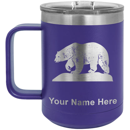 15oz Vacuum Insulated Coffee Mug, Polar Bear, Personalized Engraving Included