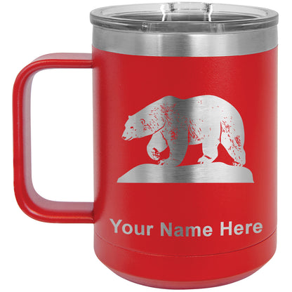 15oz Vacuum Insulated Coffee Mug, Polar Bear, Personalized Engraving Included