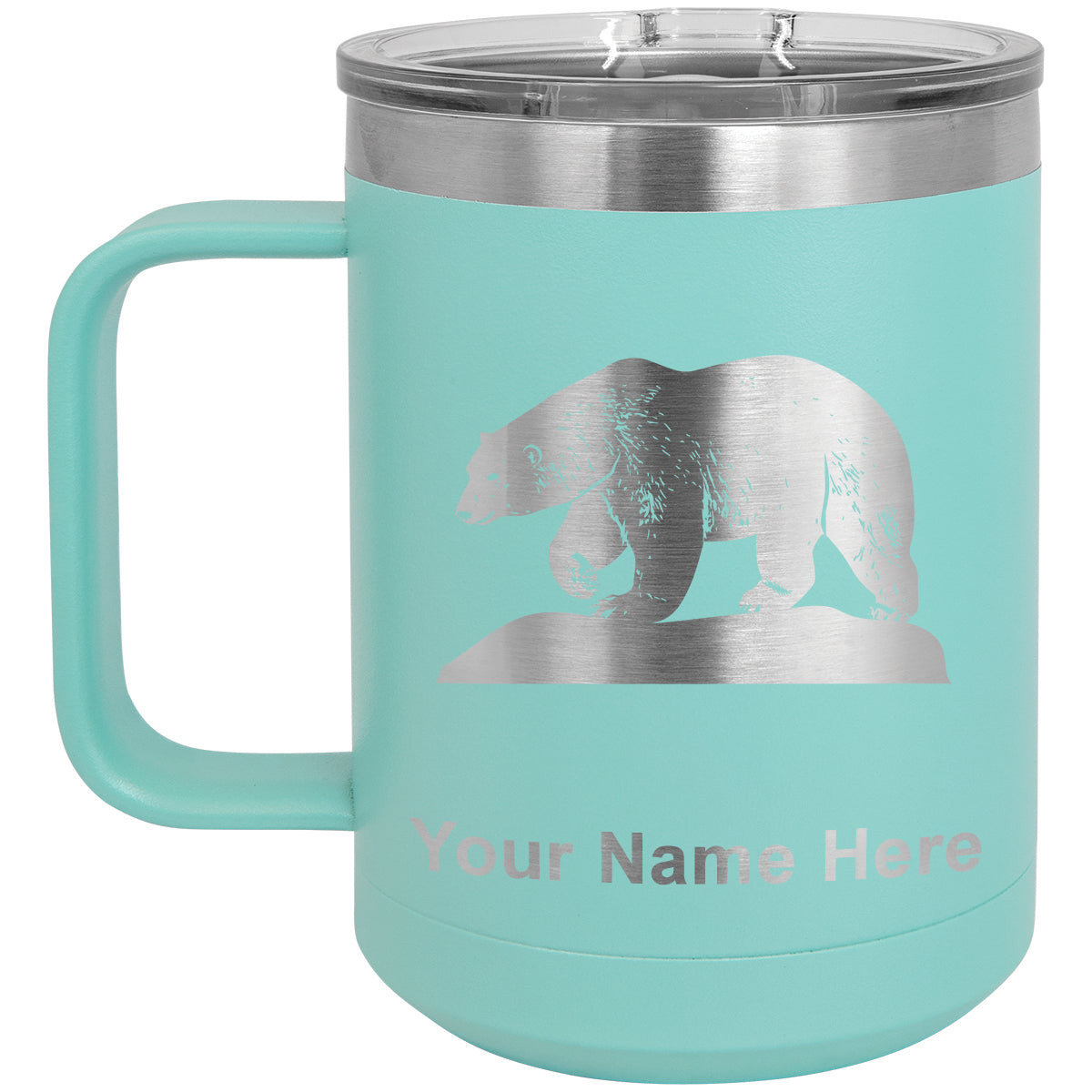 15oz Vacuum Insulated Coffee Mug, Polar Bear, Personalized Engraving Included