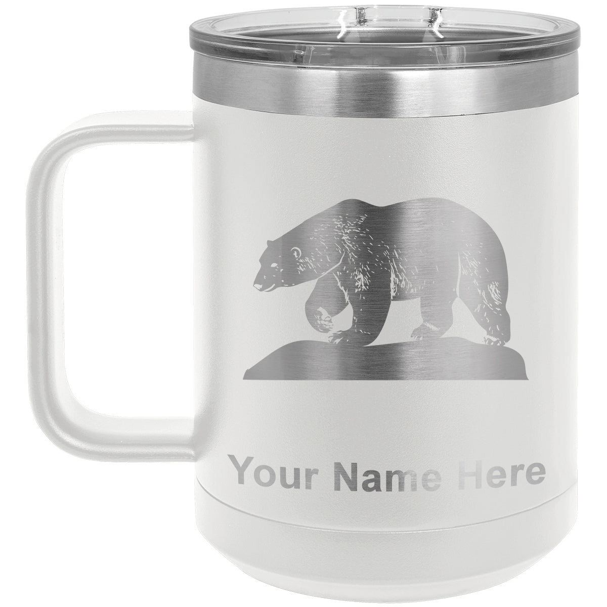 15oz Vacuum Insulated Coffee Mug, Polar Bear, Personalized Engraving Included