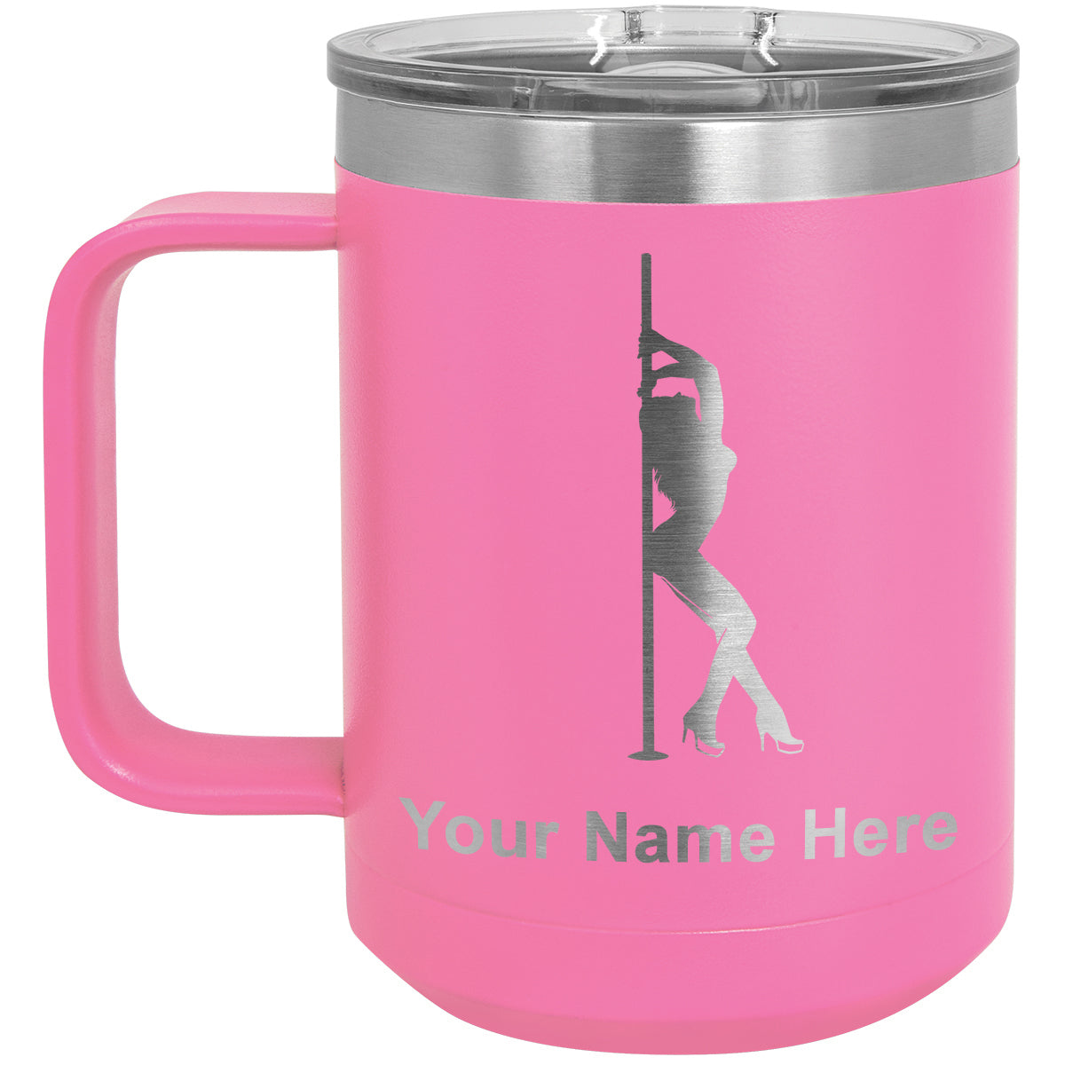 15oz Vacuum Insulated Coffee Mug, Pole Dancer, Personalized Engraving Included