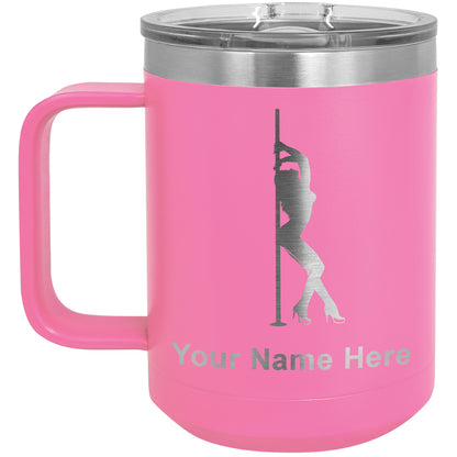 15oz Vacuum Insulated Coffee Mug, Pole Dancer, Personalized Engraving Included
