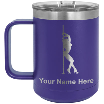 15oz Vacuum Insulated Coffee Mug, Pole Dancer, Personalized Engraving Included