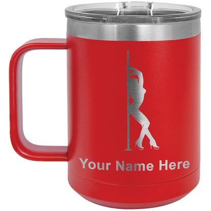 15oz Vacuum Insulated Coffee Mug, Pole Dancer, Personalized Engraving Included
