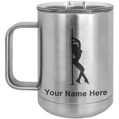15oz Vacuum Insulated Coffee Mug, Pole Dancer, Personalized Engraving Included