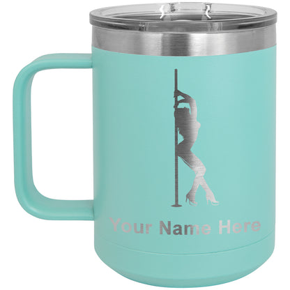 15oz Vacuum Insulated Coffee Mug, Pole Dancer, Personalized Engraving Included
