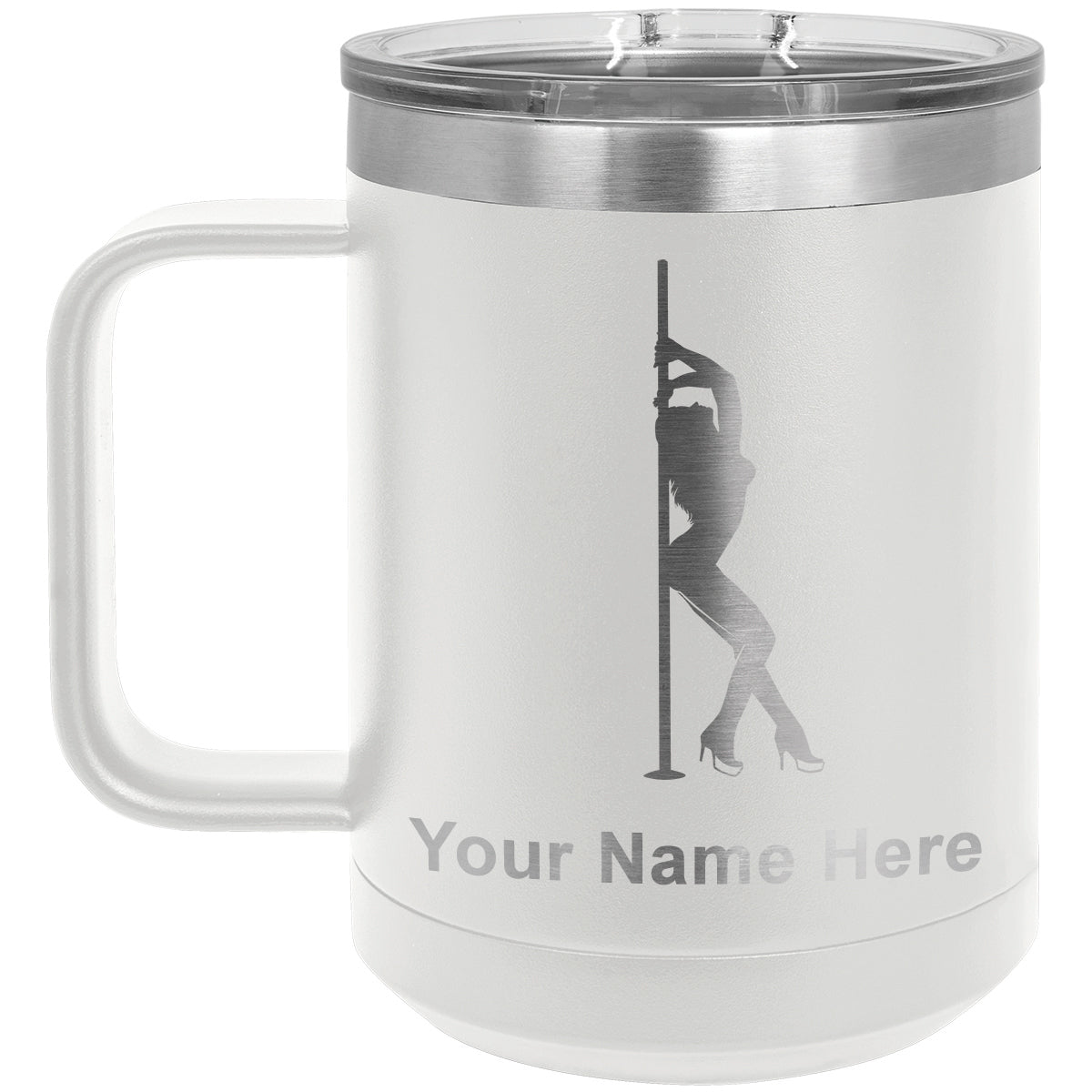 15oz Vacuum Insulated Coffee Mug, Pole Dancer, Personalized Engraving Included