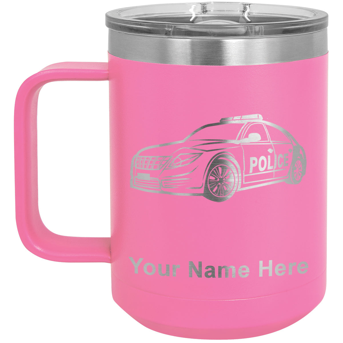 15oz Vacuum Insulated Coffee Mug, Police Car, Personalized Engraving Included