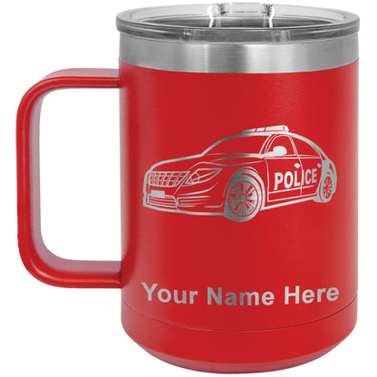 15oz Vacuum Insulated Coffee Mug, Police Car, Personalized Engraving Included