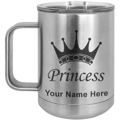 15oz Vacuum Insulated Coffee Mug, Princess Crown, Personalized Engraving Included