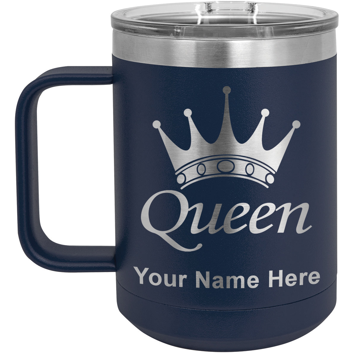 15oz Vacuum Insulated Coffee Mug, Queen Crown, Personalized Engraving Included