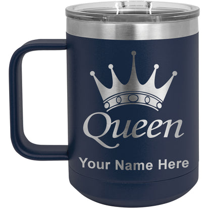 15oz Vacuum Insulated Coffee Mug, Queen Crown, Personalized Engraving Included