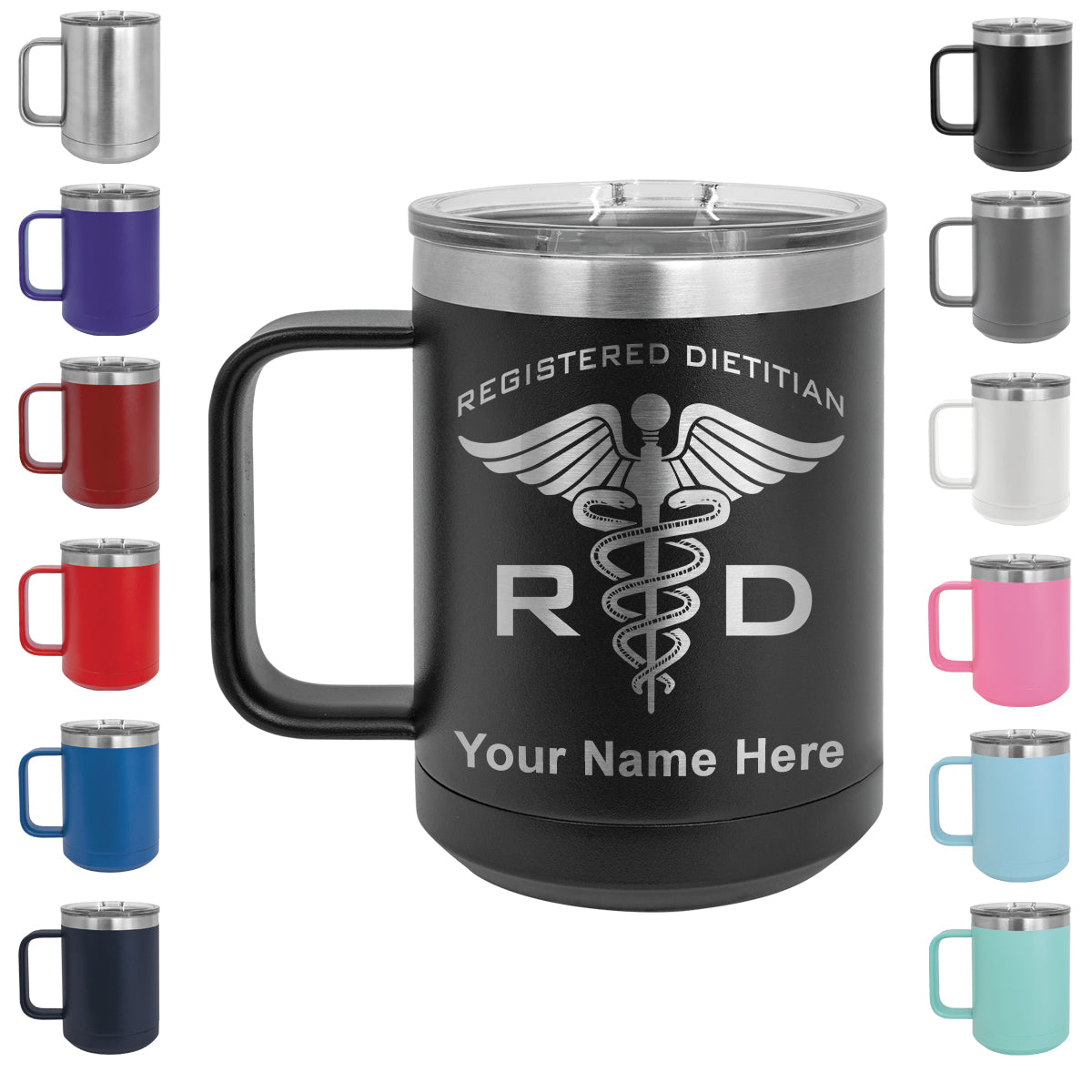 15oz Vacuum Insulated Coffee Mug, RD Registered Dietitian, Personalized Engraving Included