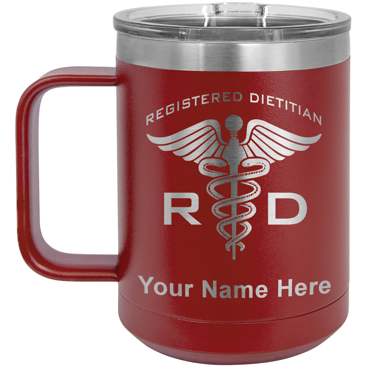 15oz Vacuum Insulated Coffee Mug, RD Registered Dietitian, Personalized Engraving Included