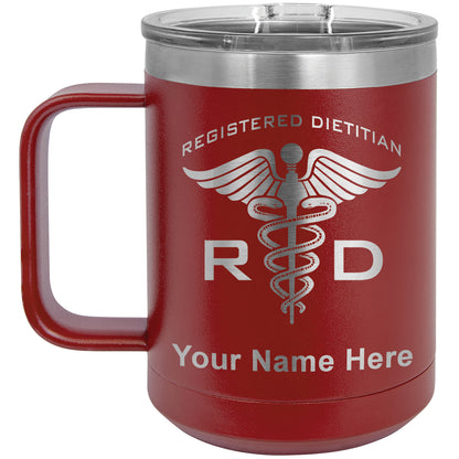 15oz Vacuum Insulated Coffee Mug, RD Registered Dietitian, Personalized Engraving Included