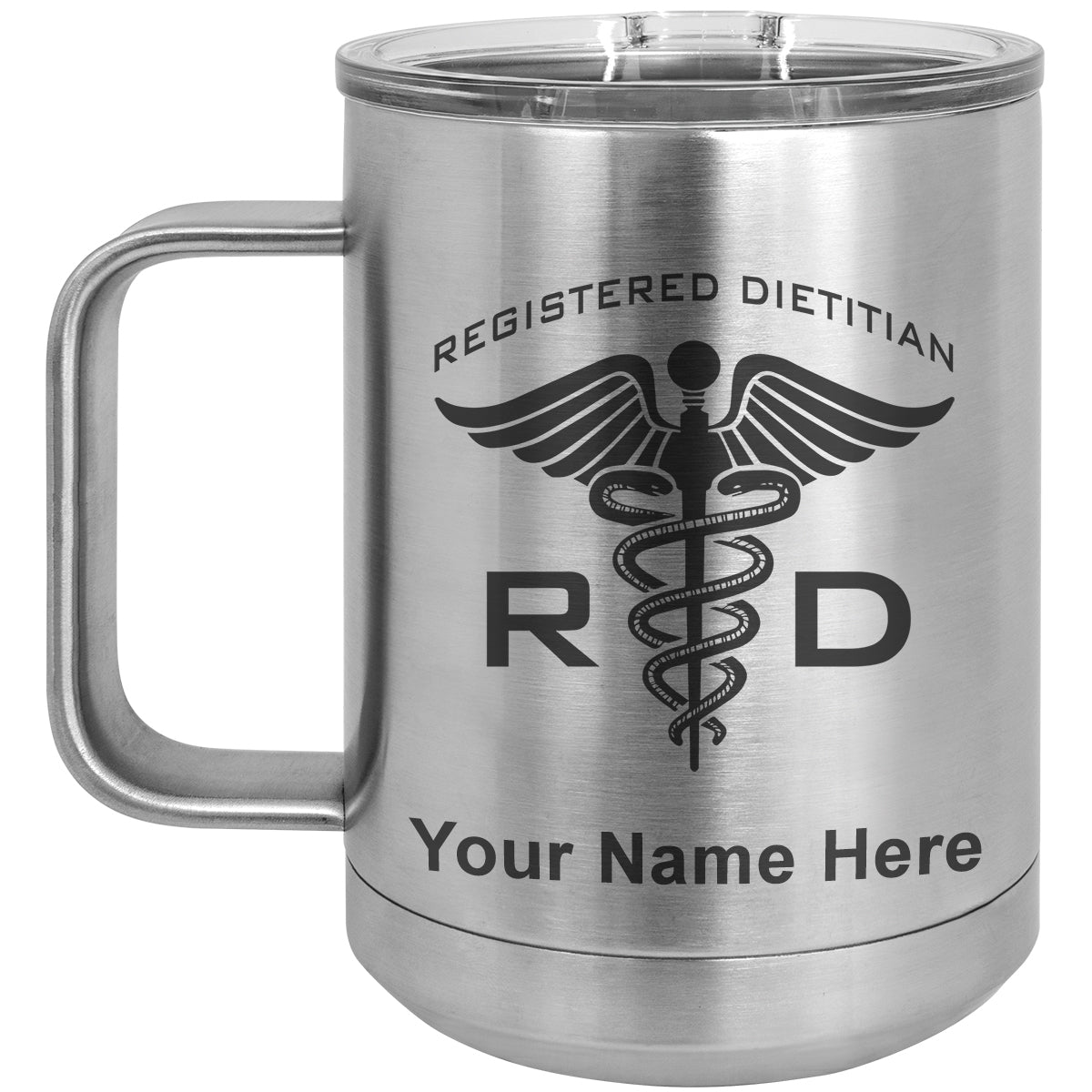 15oz Vacuum Insulated Coffee Mug, RD Registered Dietitian, Personalized Engraving Included