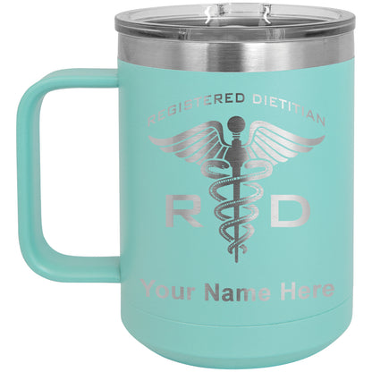 15oz Vacuum Insulated Coffee Mug, RD Registered Dietitian, Personalized Engraving Included