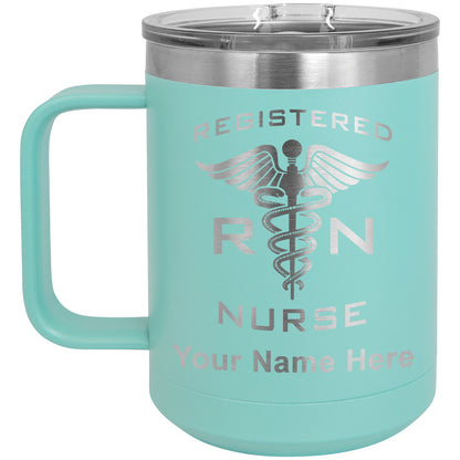 15oz Vacuum Insulated Coffee Mug, RN Registered Nurse, Personalized Engraving Included