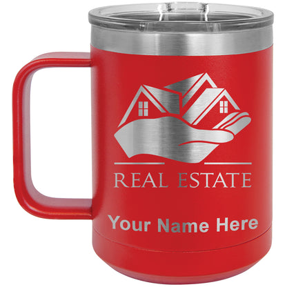 15oz Vacuum Insulated Coffee Mug, Real Estate, Personalized Engraving Included