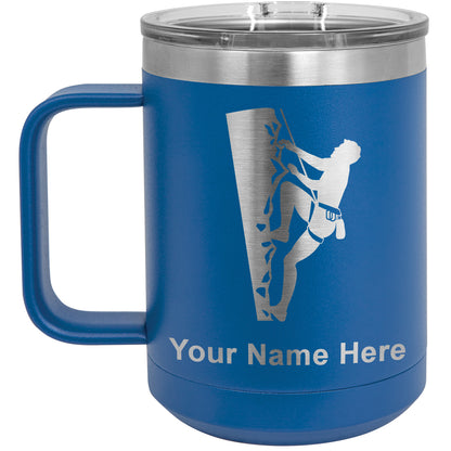 15oz Vacuum Insulated Coffee Mug, Rock Climber, Personalized Engraving Included