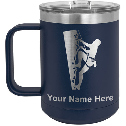 15oz Vacuum Insulated Coffee Mug, Rock Climber, Personalized Engraving Included