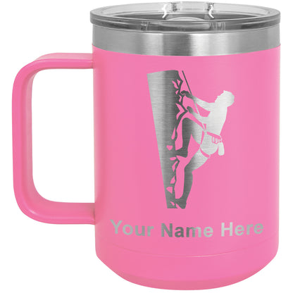 15oz Vacuum Insulated Coffee Mug, Rock Climber, Personalized Engraving Included