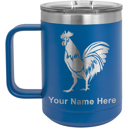 15oz Vacuum Insulated Coffee Mug, Rooster, Personalized Engraving Included