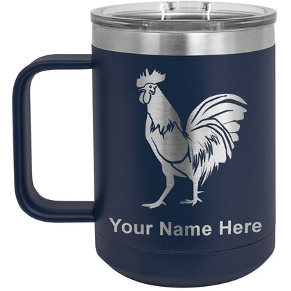 15oz Vacuum Insulated Coffee Mug, Rooster, Personalized Engraving Included