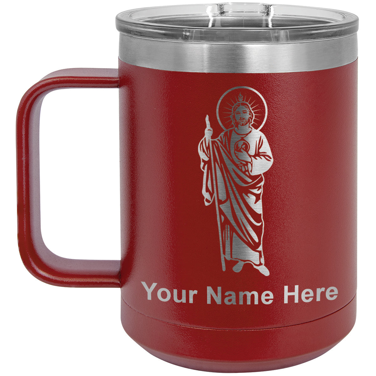 15oz Vacuum Insulated Coffee Mug, Saint Jude, Personalized Engraving Included