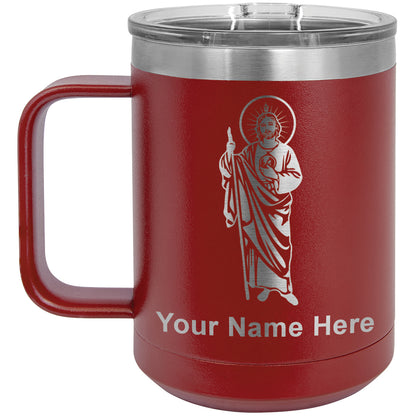 15oz Vacuum Insulated Coffee Mug, Saint Jude, Personalized Engraving Included