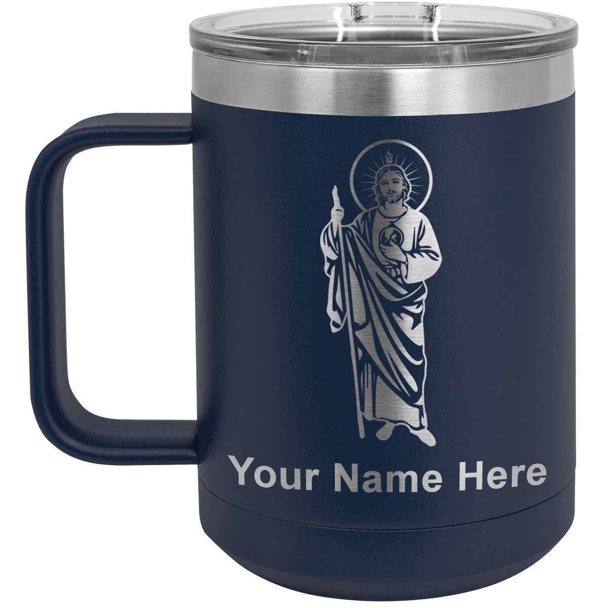 15oz Vacuum Insulated Coffee Mug, Saint Jude, Personalized Engraving Included