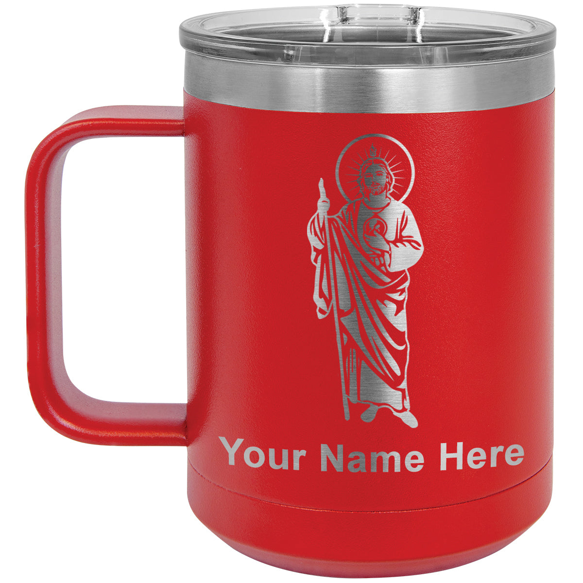 15oz Vacuum Insulated Coffee Mug, Saint Jude, Personalized Engraving Included