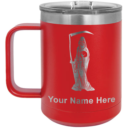 15oz Vacuum Insulated Coffee Mug, Santa Muerte, Personalized Engraving Included