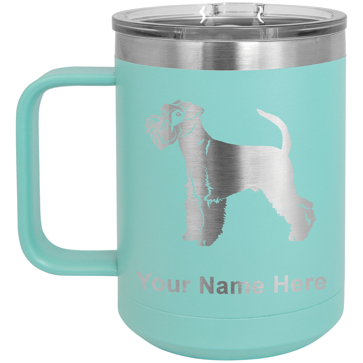 15oz Vacuum Insulated Coffee Mug, Schnauzer Dog, Personalized Engraving Included