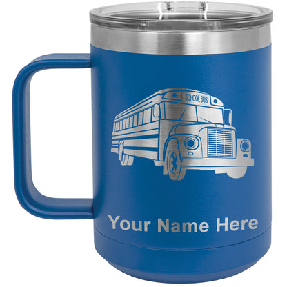 15oz Vacuum Insulated Coffee Mug, School Bus, Personalized Engraving Included