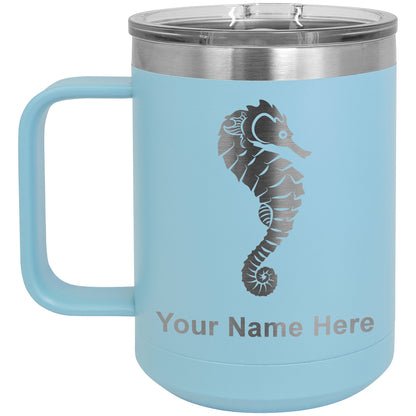 15oz Vacuum Insulated Coffee Mug, Seahorse, Personalized Engraving Included