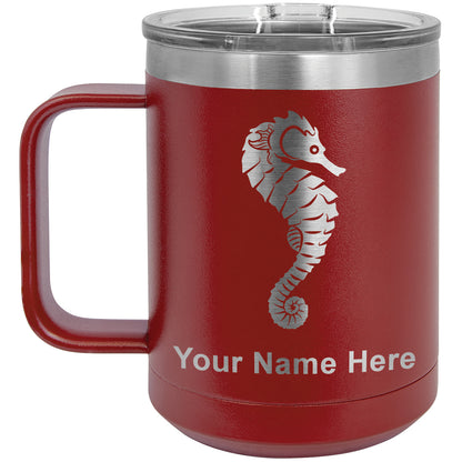 15oz Vacuum Insulated Coffee Mug, Seahorse, Personalized Engraving Included