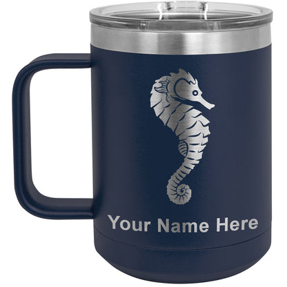 15oz Vacuum Insulated Coffee Mug, Seahorse, Personalized Engraving Included