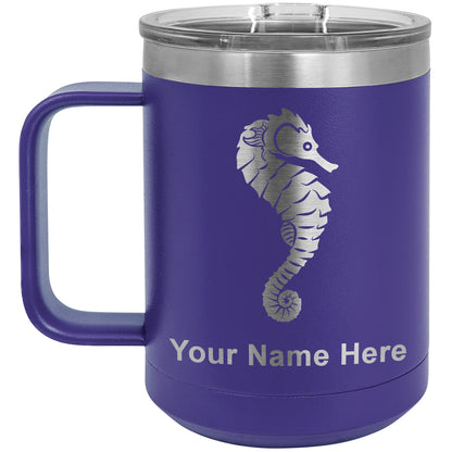 15oz Vacuum Insulated Coffee Mug, Seahorse, Personalized Engraving Included