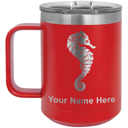 15oz Vacuum Insulated Coffee Mug, Seahorse, Personalized Engraving Included