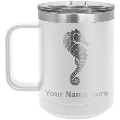 15oz Vacuum Insulated Coffee Mug, Seahorse, Personalized Engraving Included